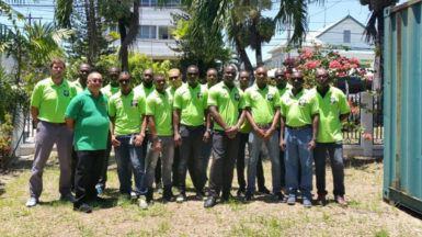 The rugby contingent pose for a photo shortly before departing for Mexico yesterday. 