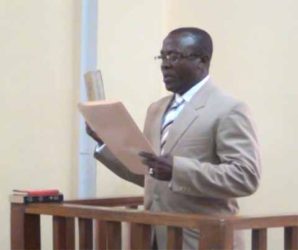 Retired Brigadier Edward Collins, taking the oath yesterday 