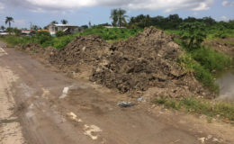 The mud pile at the side of the road near the Gafoors Nismes Shopping Complex 