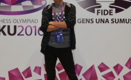 Haifeng Su, in photo, one of Guyana’s successful chess players at the conclusion of round six of the 42nd Chess Olympiad in Azerbaijan. There are five rounds yet to be played in the competition. Su, playing board No 4, scored victories against opponents from Guatemala and Fiji, and achieved draws with representatives from Guernsey and Malta. Taffin Khan, playing board two, also garnered 3 points for Guyana with two wins and two draws (a win = 1 point; a draw = 1/2 point; a loss = 0 point). Guyana played Bermuda on Friday in its 7th round match.

