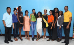 In photo: Miss Guyana Talented Teen 2016 Alia Wong (fifth from right) poses with her peers as well as executive members of The Imperial House Wasim Khan (left) and Sindamanee Khan (second, left) along with representatives of Roraima Group of Companies and Computer World Dellon Murray (right) and Onica (second right).