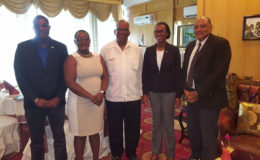 Engaging Trinidad on oil and gas: Trinidad  and Tobago Minister of Energy and Energy Industries  Nicole  Olivierre (second from right) with local ministers David Patterson, Simona Broomes, Winston Jordan and Raphael Trotman
