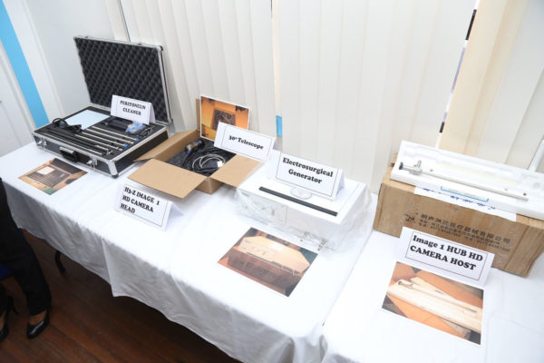 Some of the medical supplies that were handed over to the Georgetown Public Hospital by China’s National Commission of Health and Family Planning (Photo by Keno George)