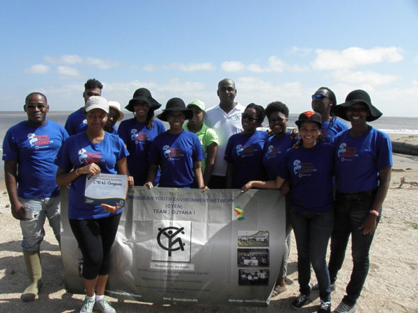 The CYEN-Guyana team following the conclusion of a previous International Coastal Clean-up activity.  