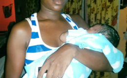 Nyesha Hamilton with her infant son 