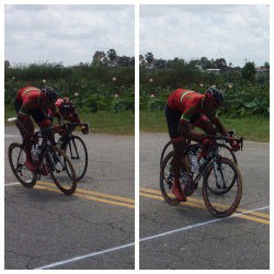 Jamaul John edging out Raphael Leung in yesterday’s 13th annual Victor Macedo Memorial Road Race.