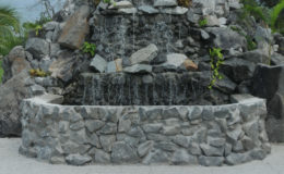 A recently built waterfall in the Botanical Gardens