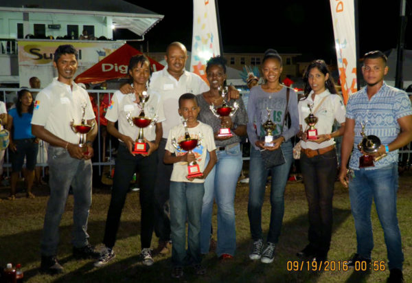 Winners in the archery competition at the Heritage Games. From left: Anand Mangra, Samira Duncan, Sean Duncan (back row), Shearlyn Duncan, Shamara Duncan, Narda Mohamed and Eric Hing.