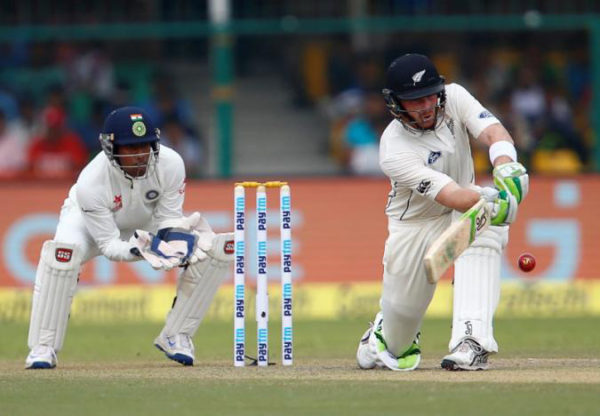 Martin Guptill plays a delivery to leg during his brief innings yesterday. (Reuters)