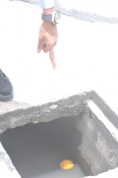 3.The cover of this manhole, located opposite the Georgetown Magistrate’s Court and on the pavement next to the St Andrew’s Kirk has been missing and is very dangerous to limbs and lives.