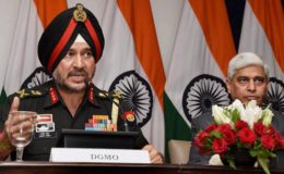 Director General Military Operations (DGMO), Ranbir Singh (left) at the press conferences along with External Affairs Spokesperson Vikas Swarup, in New Delhi on Thursday. PTI Photo