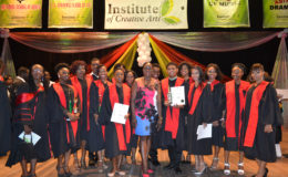 ICA graduates with Minister within the Ministry of Education, Nicolette Henry (centre) (Department of Culture photo) 