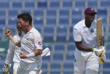 Captain Jason Holder cuts a forlorn figure as leg-spinner Yasir Shah gains a successful lbw decision against him on Tuesday’s final day of the second Test.