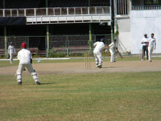 Alphius Bookie during his innings of 45 not out, as Christ Church defeated School of the Nations by 8 wickets, in the GCB/NSSCL (See page 25)