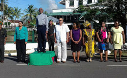 President David Granger, Mayor Kirt Wynter (in white) and other officials during the march past on the State House lawns