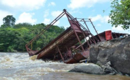 The sunken Crown Mining Company dredge (GINA photo)