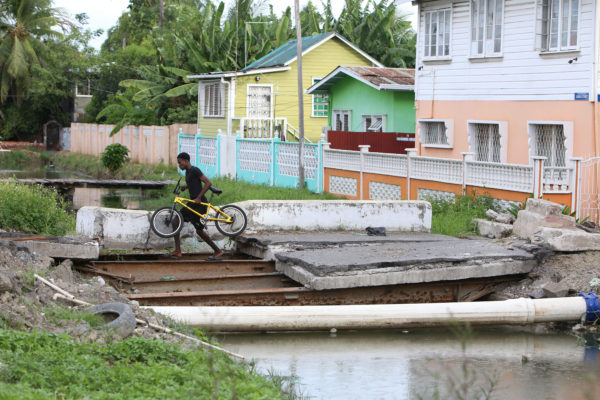 The damaged Barr and Sussex streets bridge (Photo by Keno George)