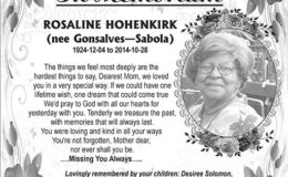 Rosaline Hohenkirk nee Gonsalves-Sabola