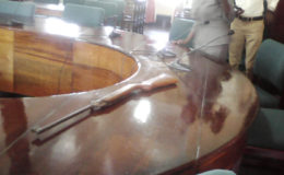 The rifle that was abandoned under the clock at the Stabroek Market 