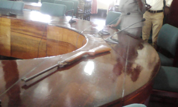 The rifle that was abandoned under the clock at the Stabroek Market 