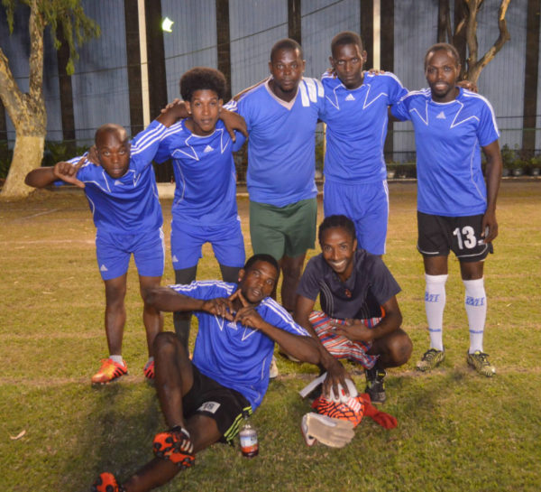 The newly crowned Banks DIH Limited Inter-Department 5-aside Football Champions the Sales Department team  