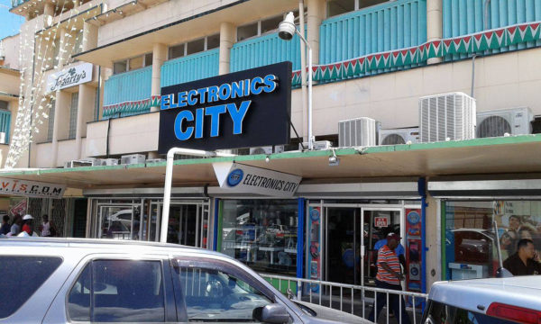 The Electronics City store located at Fogarty’s building, where the attack occurred.