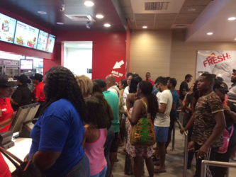 Fast food lovers inside KFC yesterday