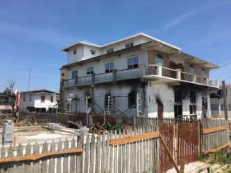 The charred remains of the supermarket
