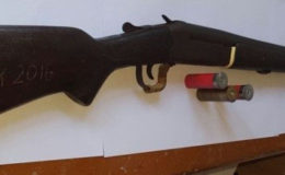 The shotgun along with the three cartridges. (Guyana Police Force photo)