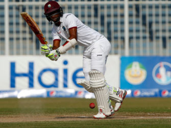 Man of the match Kraigg Brathwaite taking the West Indies to victory in the Third Test vs Pakistan (Photo courtesy of WICB Media)