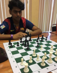 New National junior chess champion Saeed Ali contemplates a move during the recent Closed championships. 