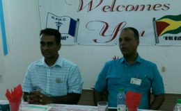Acting Chief Executive Officer of the Georgetown Public Hospital Corporation, Dr Sheik Amir (right) and Dr. David Samaroo