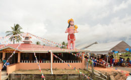A view of the 52-foot murti of Lord Hanuman at the Rama Krishna Blenheim/Leguan Mandir  (Ministry of the Presidency photo)
