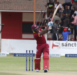 Rovman Powell on the go versus Sri Lanka (Photo courtesy of WICB media)