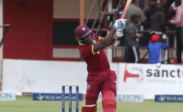 Rovman Powell on the go versus Sri Lanka (Photo courtesy of WICB media)