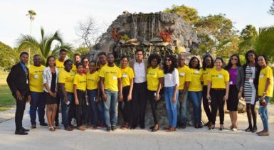 Founder of the Masterclass Institute Dr Rosh Khan (centre) flanked by members of the U.S Embassy’s Youth Action Network (YAN)  