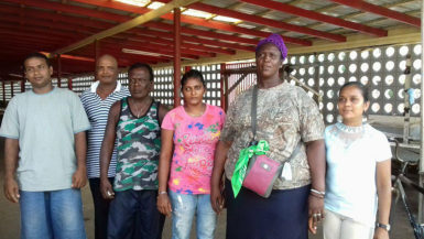 Some of the workers on strike. Omar Alli is at left.