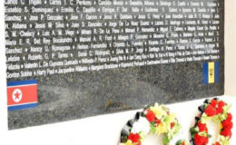 The memorial wall at UG showing Sabrina’s name incorrectly rendered as Harry Paul in the last line.
