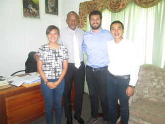 Acting Mayor Sherod Duncan (second from left) along with Project Manager Bernadine Tan (at left) and project coordinators Boyd Srisakunphaet (at right) and Henrik Scharton on their visit. 