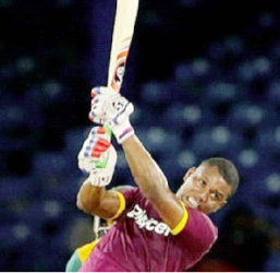 Opener Evin Lewis…top-scored with 75 for Dhaka Dynamites. 