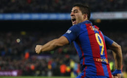 Nou Camp Stadium, Barcelona, Spain - 3/12/16. Barcelona’s Luis Suarez celebrates after scoring their first goal during the ‘Clasico’ ( REUTERS/Albert Gea) 