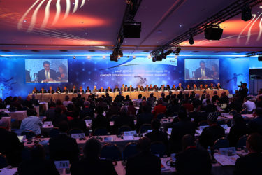 IAAF President Sebastian Coe addressing the Special Congress in Monoco (Giancarlo Colombo/IAAF)( see story on page 30)