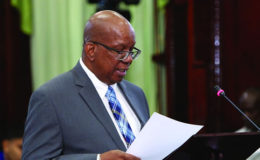 Finance Minister Winston Jordan presenting the 2017 budget proposals in the National Assembly.