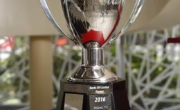 The Coca Cola Excellence Cup on display at Thirst Park.