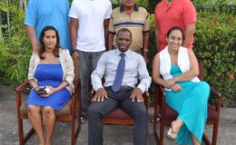 Flashback! The members of the Guyana Cycling Federation (GCF).  President Horace Burrowes (seated) is flanked by secretary, Maria Leung (right) and  treasurer, Rosanna Sookoo while from right are, Jerome Allicocock ( third vice president ), Hassan Mohamed (Racing Secretary), Paul Choo-Wee-Nam ( first vice president)  and Andrew Arjoon (second vice president)