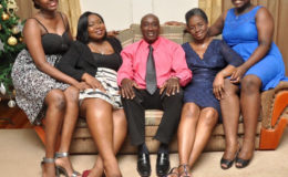 Ivor, his wife Vanessa and their daughters, Ivana, Chelauna and Ikia in a family portrait at Christmas.