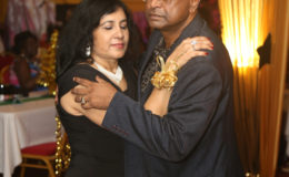 Minister of Public Security Khemraj Ramjattan and spouse at the Guyana Police Force’s Old Year’s Night Ball at Eve Leary
