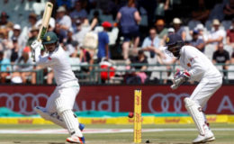 Quinton de Kock on the way to his first innings century for South Africa. (Reuters photo)
