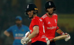 England’s captain Eoin Morgan (L) and Joe Root run between the wickets. (REUTERS/Danish Siddiqui). 