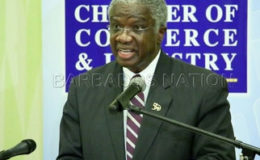 Prime Minister Freundel Stuart addressing the business community. (Picture by Nigel Browne.)